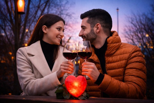 bicchieri da vino rosso innamorati a san valentino